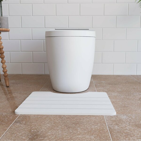 Castello Usa Diatomite Quick-Dry Stone Toilet Contour Mat - White CB-DTM-W